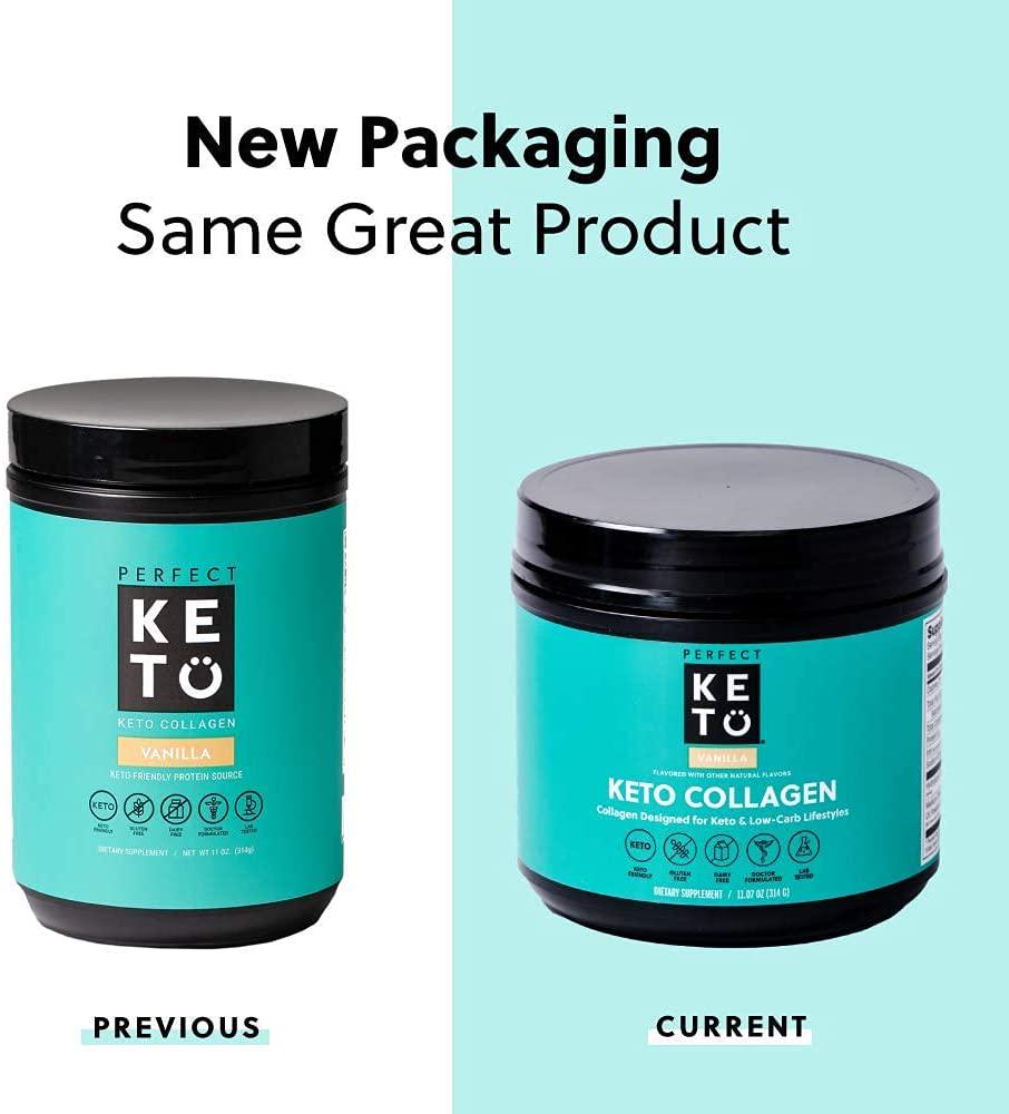 Perfect Keto Protein Powder Salted Caramel: Grass Fed Collagen Peptides Low Carb Keto Drink Supplement with MCT Oil Powder. Best as Keto Drink Creamer or Added to Ketogenic Diet Snacks. Gluten Free