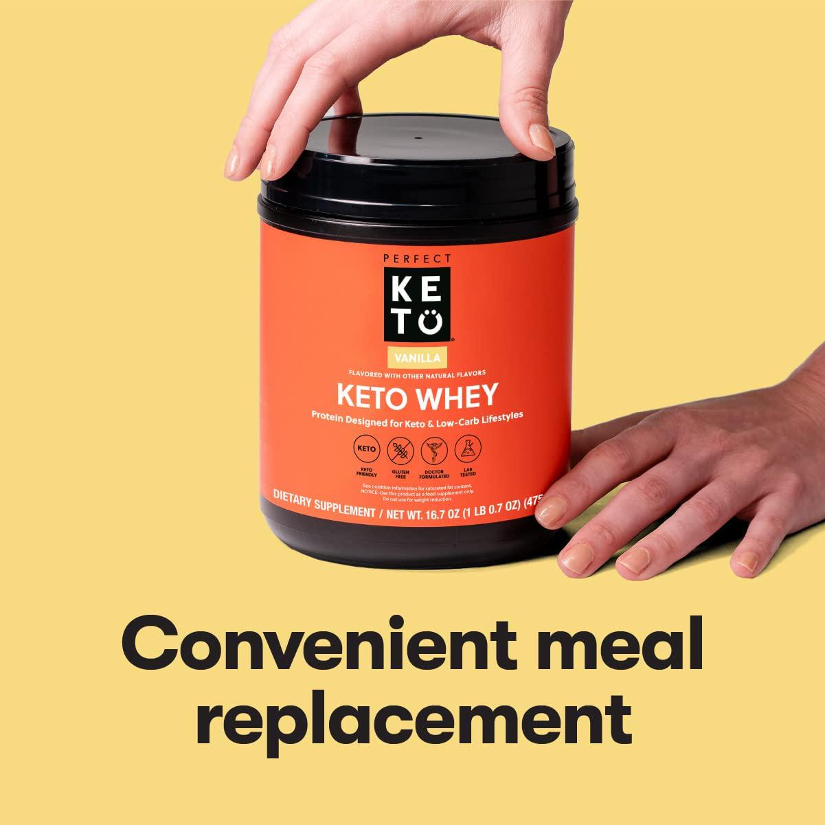 Perfect Keto Pure Whey Protein Powder Isolate Delicious 100% Grass Fed Meal Replacement Shake No Artificials, Gluten Free, Soy Free, Non-GMO (Chocolate)
