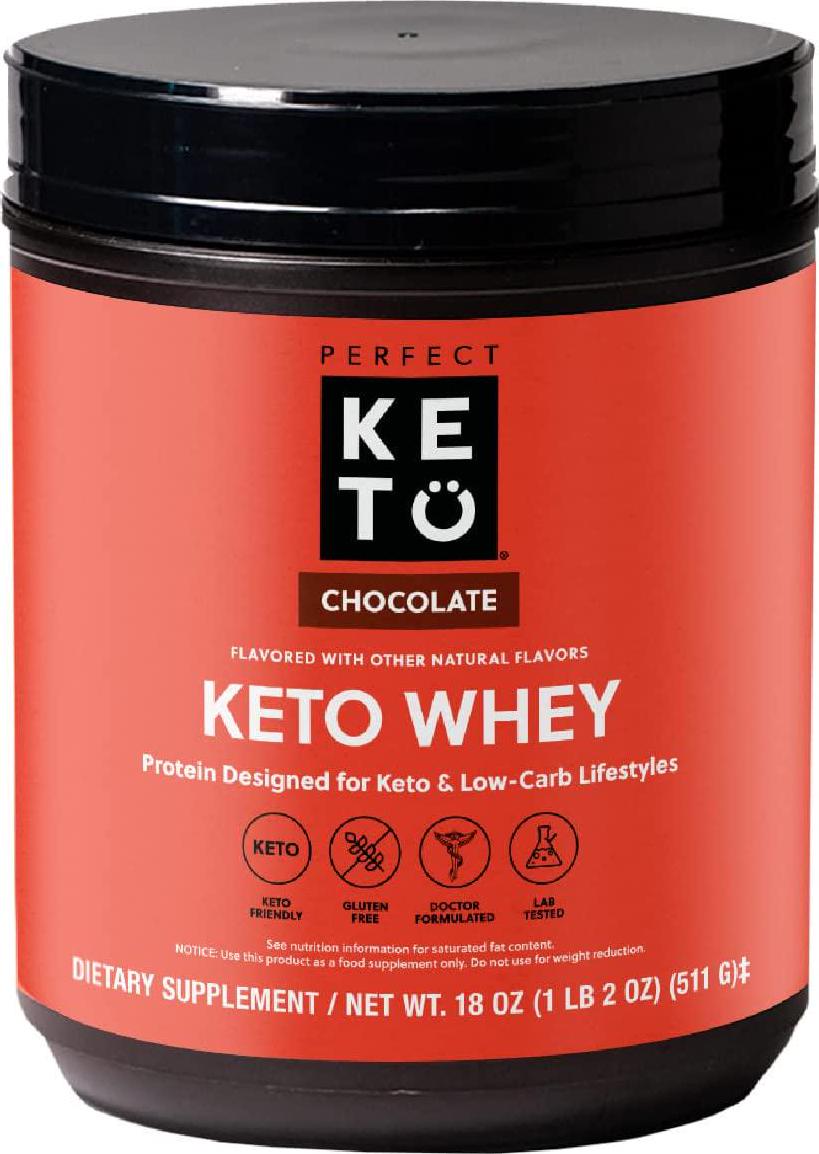 Perfect Keto Pure Whey Protein Powder Isolate Delicious 100% Grass Fed Meal Replacement Shake No Artificials, Gluten Free, Soy Free, Non-GMO (Chocolate)