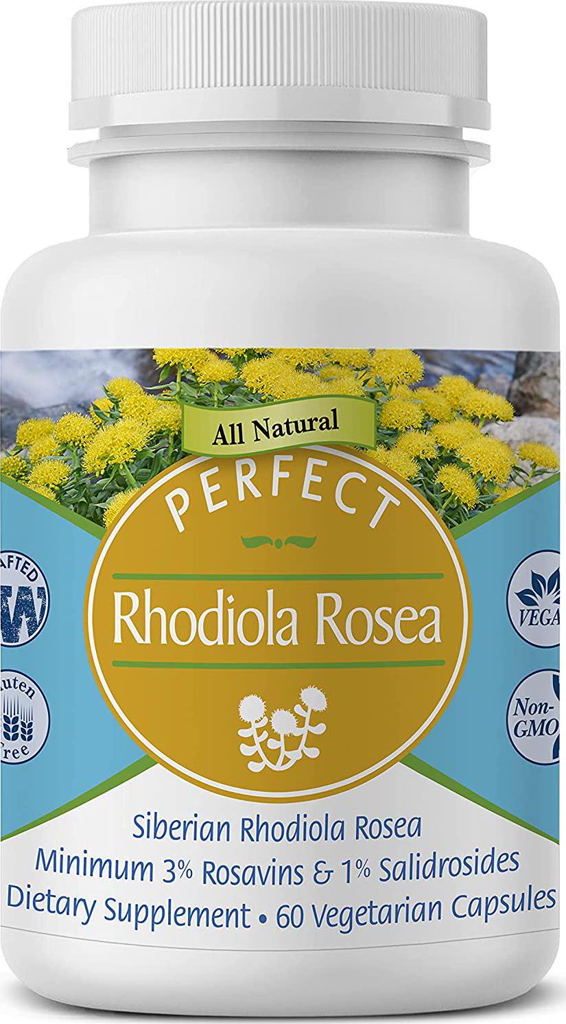 Perfect Rhodiola Rosea, for Better Focus, Energy, and Stress Relief, Optimal 3% Rosavins to 1% Salidroside Ratio, a Natural Adaptogen ~60 Vegetable Capsules