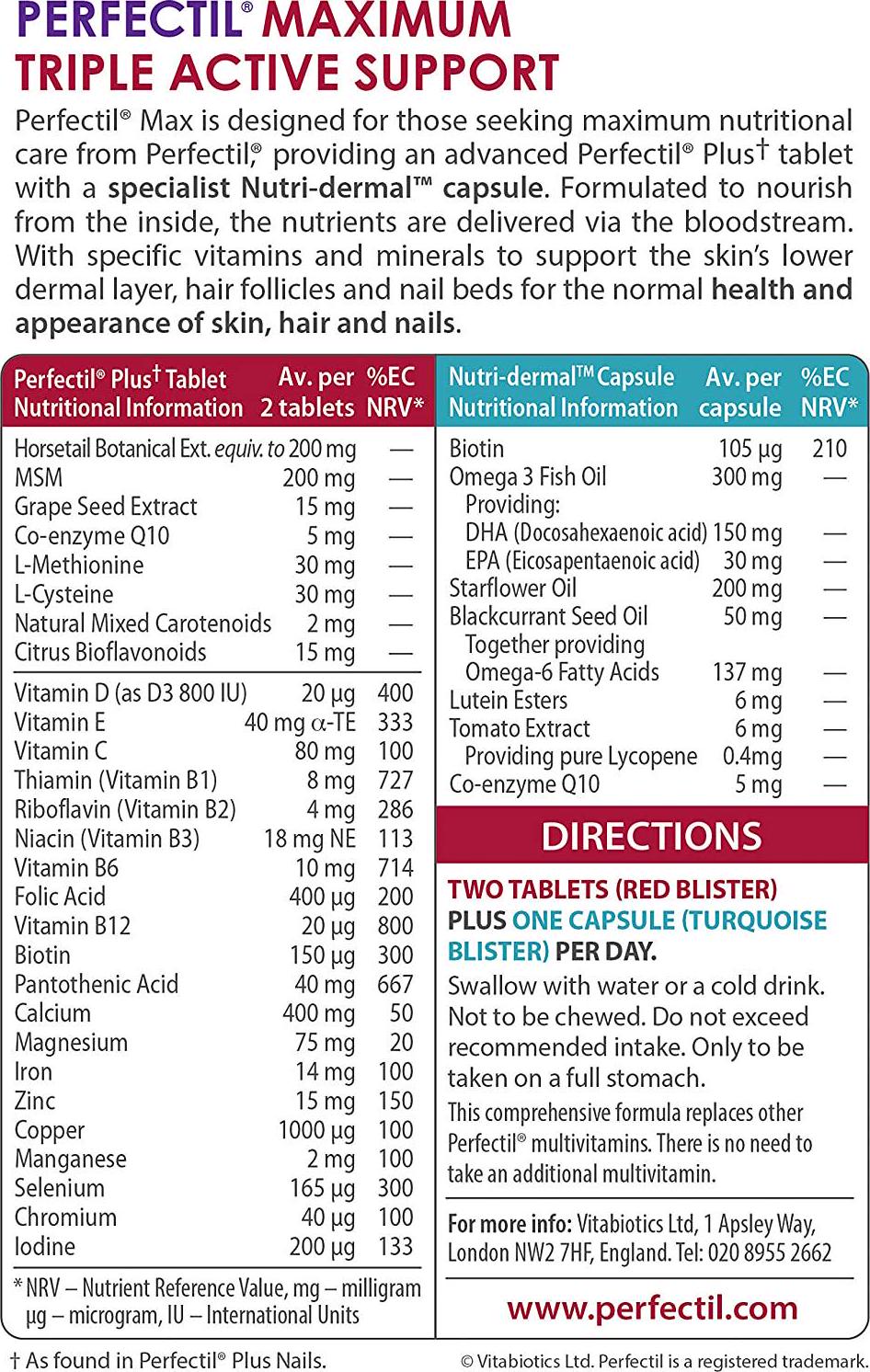 Perfectil by Vitabiotics Max Tablets and Capsules x 28 x 56