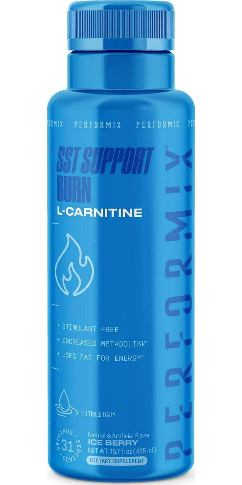 Performix - SST Support Burn - Fast-Acting L Carnitine Liquid - Converts Fat Into Energy - Improves Memory and Focus - Metabolism Booster - Stim Free - for Men and Women - 31 Servings - Ice Berry
