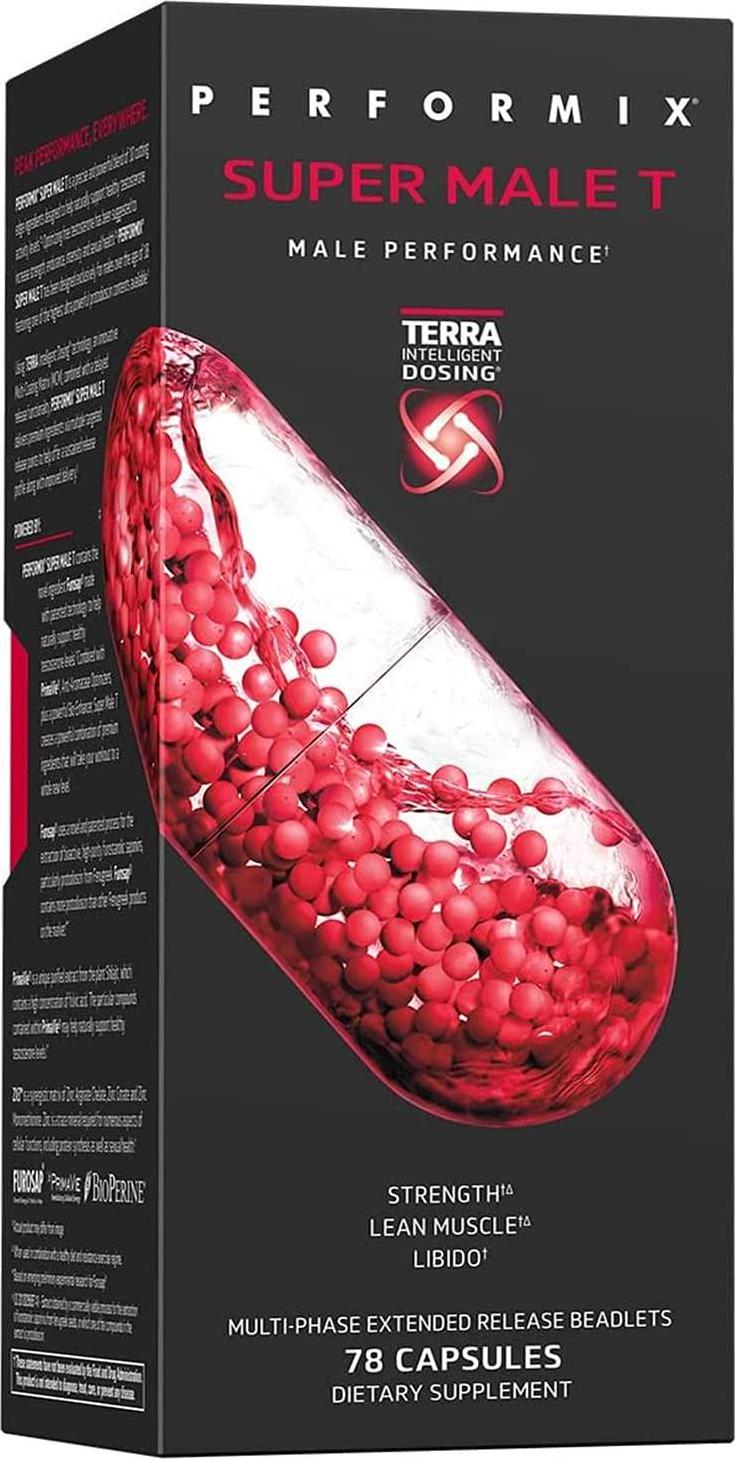 Performix Super Male T Testosterone Booster - 78 Capsules - Naturally Enhances Testosterone Levels for Strength and Lean Muscle - Zinc, Furostanolic Saponins and Furosap
