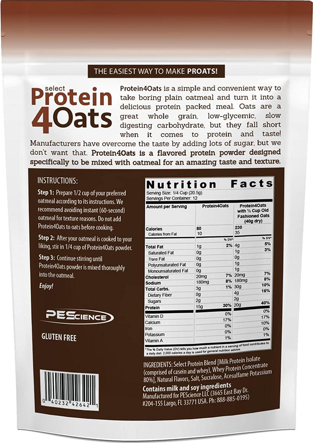 Pescience Select Protein 4 Oats, Maple Brown Sugar, 12 Serving