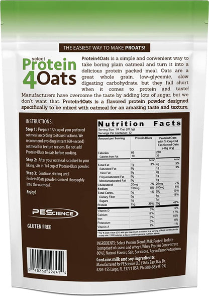 Pescience Select Protein 4 Oats, Apple Cinnamon, 12 Serving