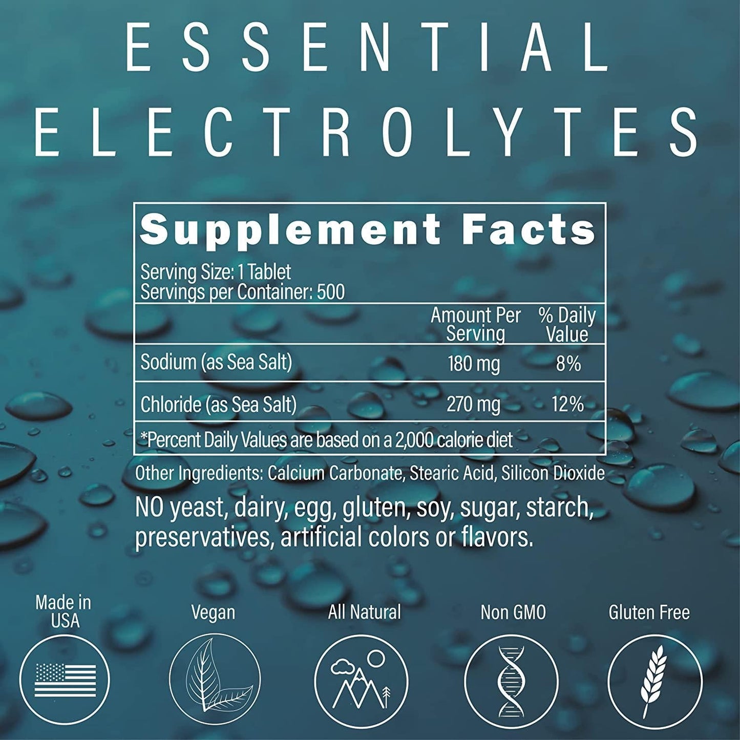Peter Gillham s Sea Salt, Sodium Chloride 450mg, Essential Electrolyte Support and Balance, Rapid Hydration and Muscle Cramp Relief, Intermittent Fasting, Keto and Paleo Friendly, 500 Tablets, Made in USA