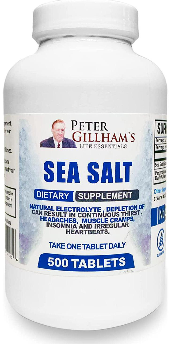 Peter Gillham s Sea Salt, Sodium Chloride 450mg, Essential Electrolyte Support and Balance, Rapid Hydration and Muscle Cramp Relief, Intermittent Fasting, Keto and Paleo Friendly, 500 Tablets, Made in USA