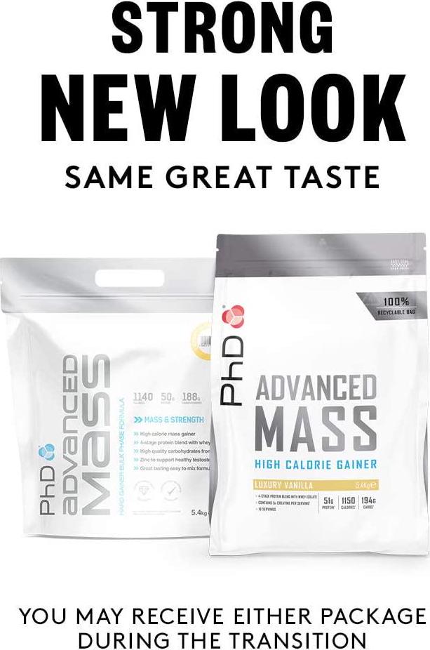 PhD Nutrition Advanced Mass Powder, Luxury Vanilla, 5.4kg