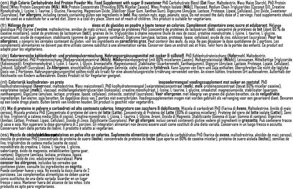 PhD Nutrition Advanced Mass Powder, Luxury Vanilla, 5.4kg