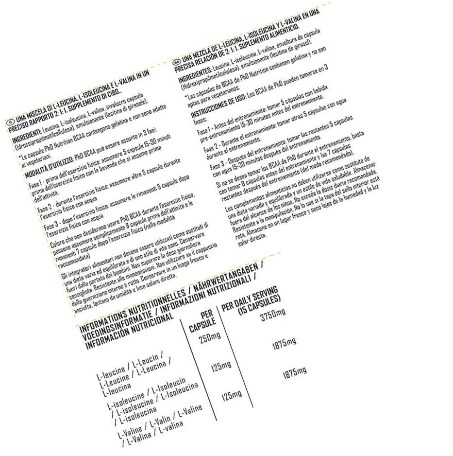 PhD Nutrition BCAA's, 195 Capsules