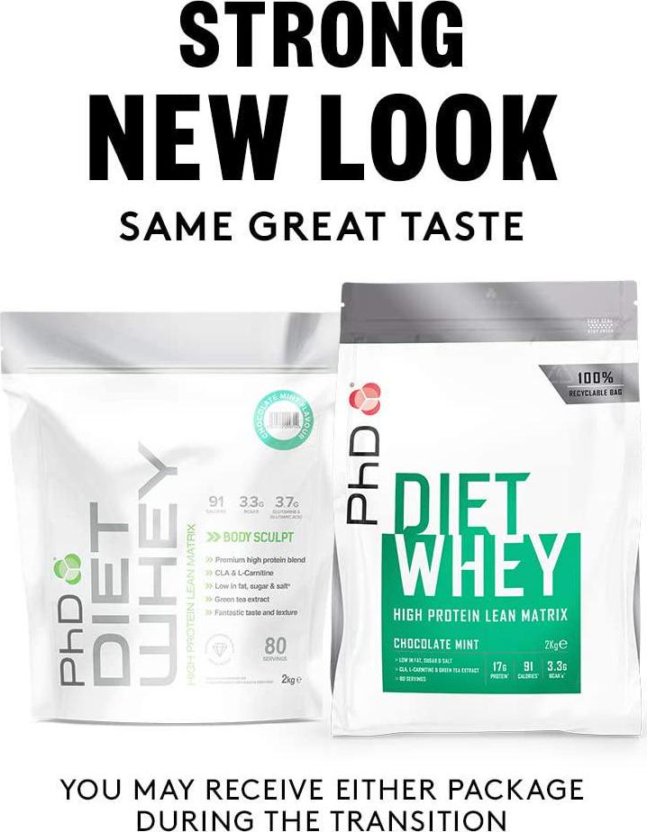 PhD Nutrition Diet Whey Protein Powder, 1 kg, Chocolate Mint