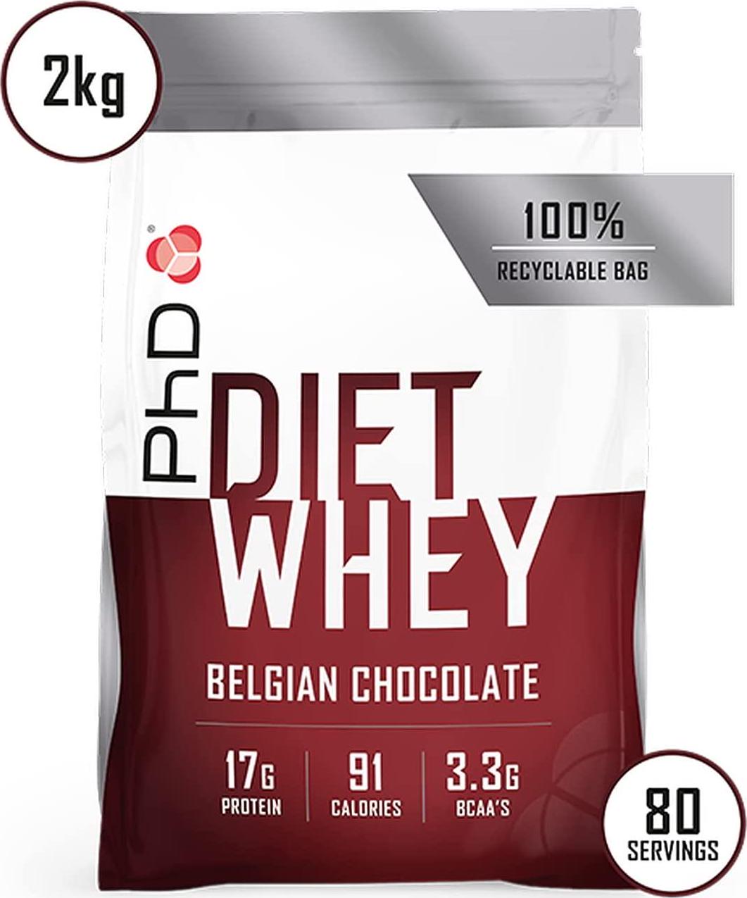 PhD Nutrition Diet Whey Protein Powder, 2 kg, Belgian Chocolate