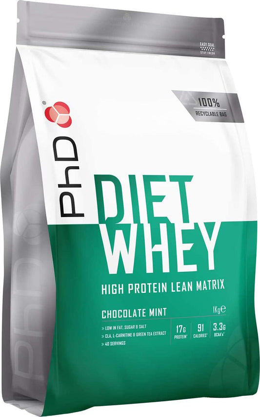 PhD Nutrition Diet Whey Protein Powder, 1 kg, Chocolate Mint