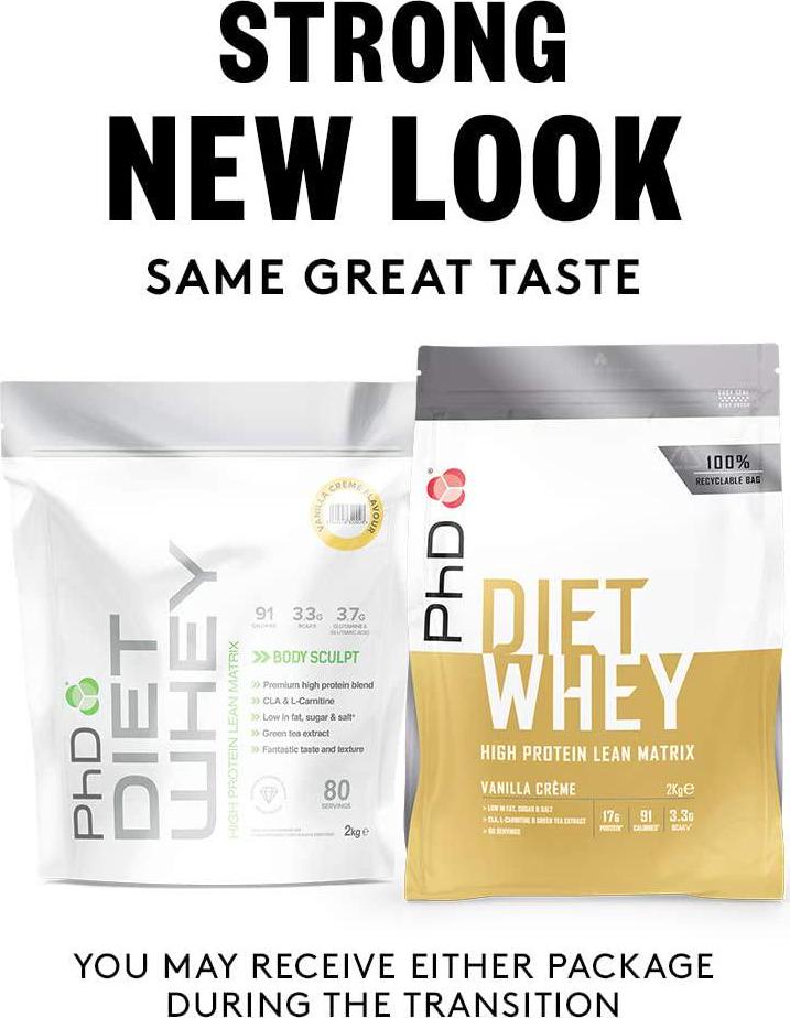 PhD Nutrition Diet Whey Protein Powder, White Chocolate, 2 kg