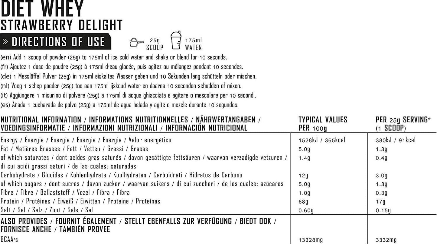 PhD Nutrition Diet Whey Protein Powder, Strawberry Delight, 500 g