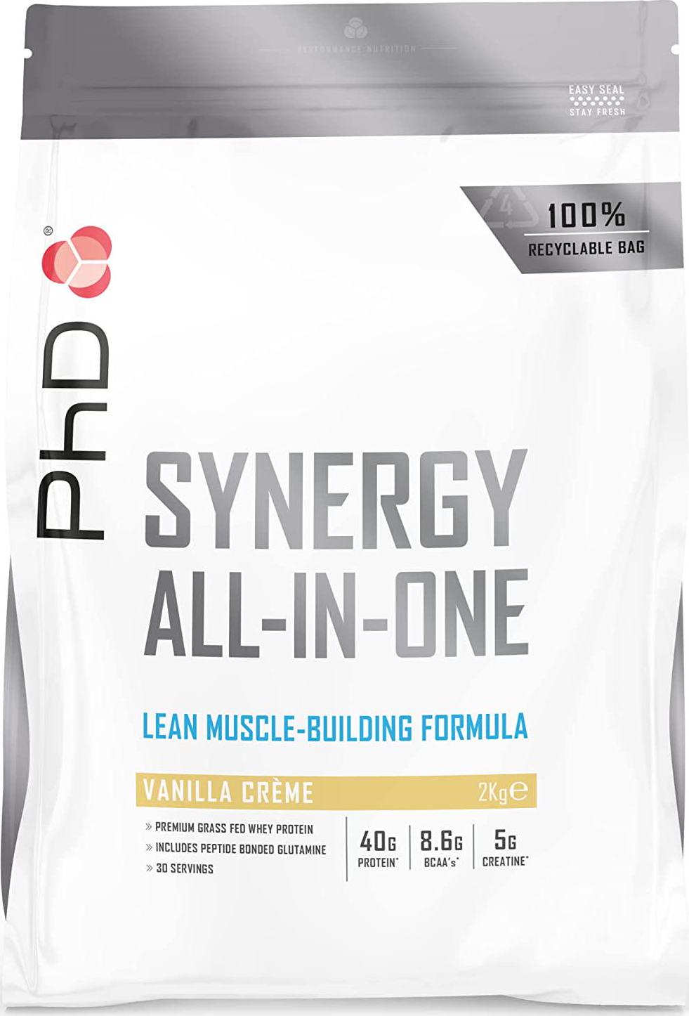 PhD Nutrition Synergy ISO-7 All-in-One Whey Protein Powder, Vanilla Creme, 2 kg
