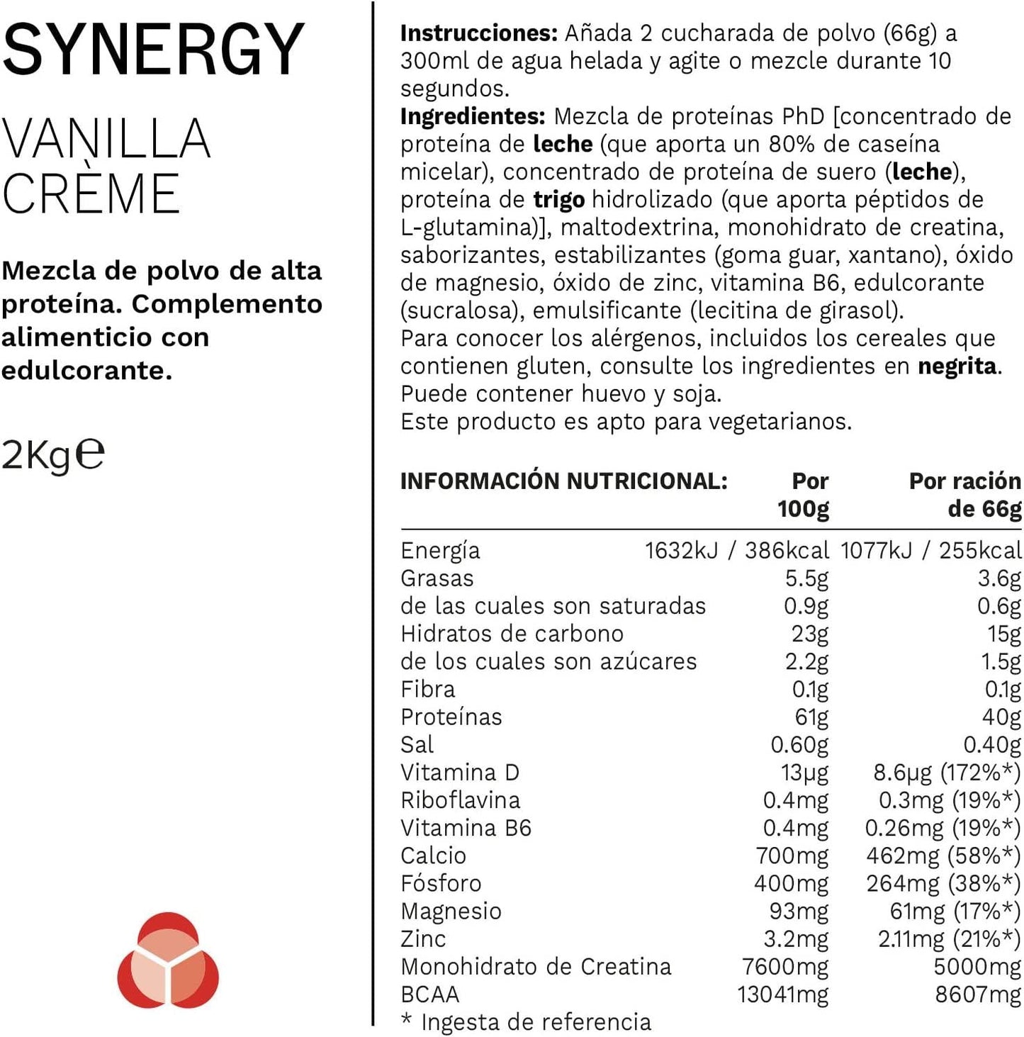 PhD Nutrition Synergy ISO-7 All-in-One Whey Protein Powder, Vanilla Creme, 2 kg
