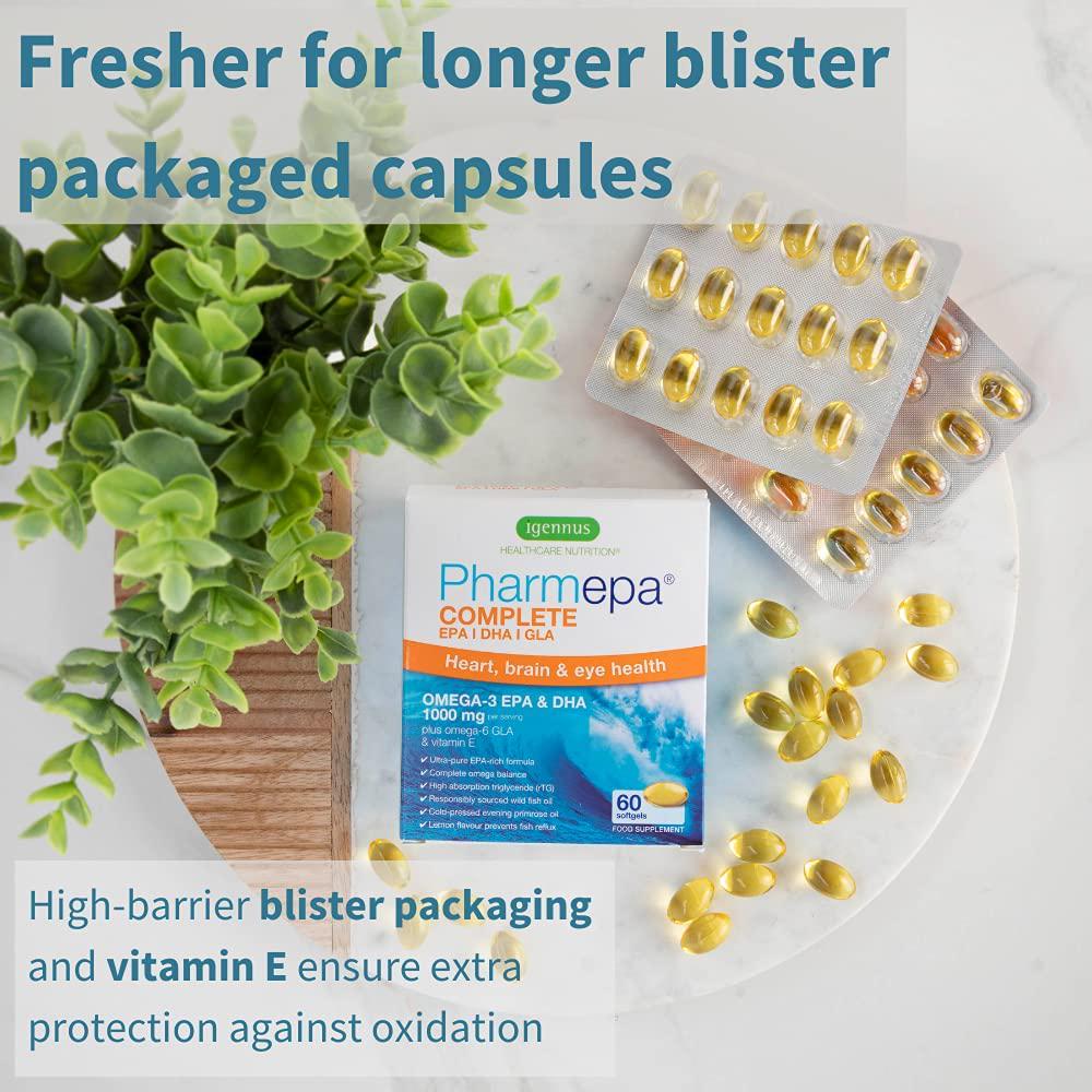 Pharmepa MAINTAIN EPA DHA Omega-3 Fish Oil and D3, 750/250 per serving, Odorless, 60 small softgels