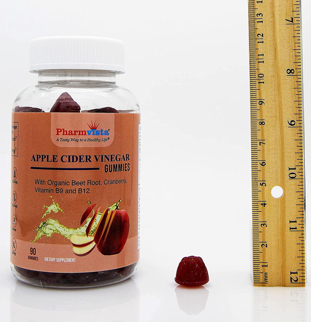 Pharmvista Apple Cider Vinegar Gummies - Energy Metabolism, Digestive Health - Made in USA - 90ct