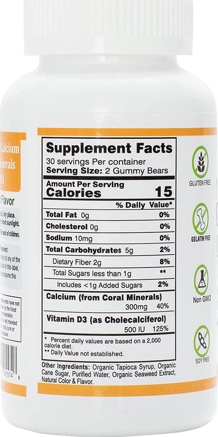 Pharmvista Coral Calcium Gummies with Trace Minerals - Tasty, Gelatin Free, Vegan Friendly Gummies with Natural Calcium and Vitamin D3, 60 Count