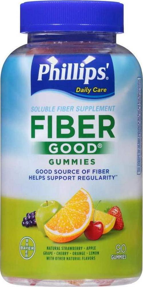 Phillips' Fiber Good Soluble Fiber Supplement Gummies Natural Fruit Flavors - 90 ct, Pack of 2