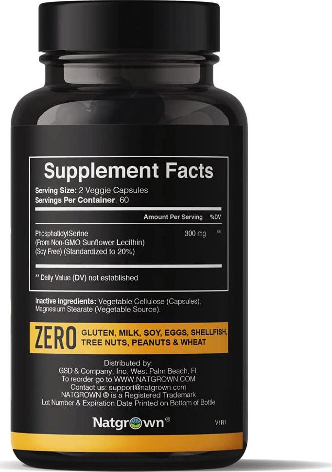 Phosphatidylserine 300 mg - Premium Brain Health Nootropic Supplement, Supports a Healthy Mind and Cognitive Function - Vegan, Gluten Free -120 Capsules