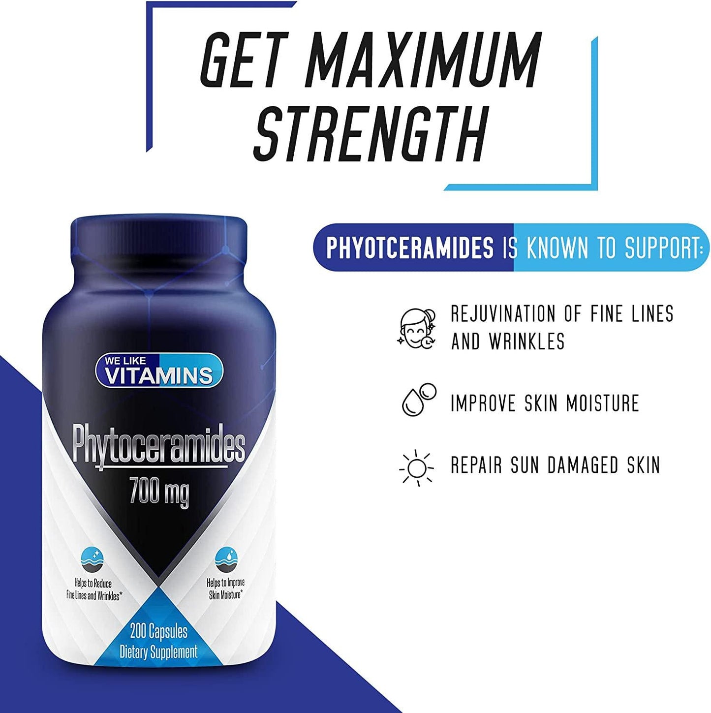 Phytoceramides 700mg - 200 Capsules All Natural Wheat Free and Plant Based - Phytoceramide Supplement - 700 mg per Serving - Skin Hydration, Repair, Rejuvination.