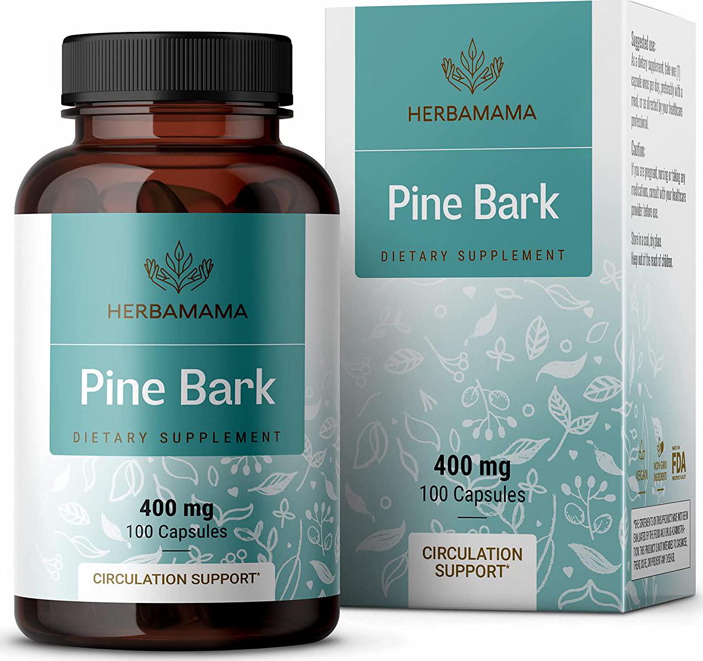 Pine Bark 100 Capsules 500 mg | Filled with Pine Bark Extract | Supports Heart Health | Max Potency | Blood Pressure Support | Non-GMO