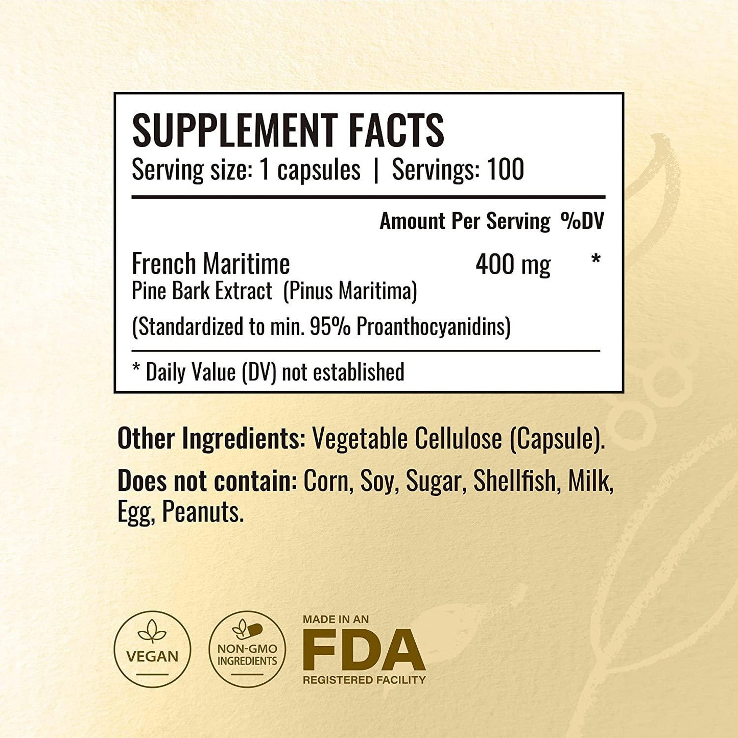 Pine Bark 100 Capsules 500 mg | Filled with Pine Bark Extract | Supports Heart Health | Max Potency | Blood Pressure Support | Non-GMO