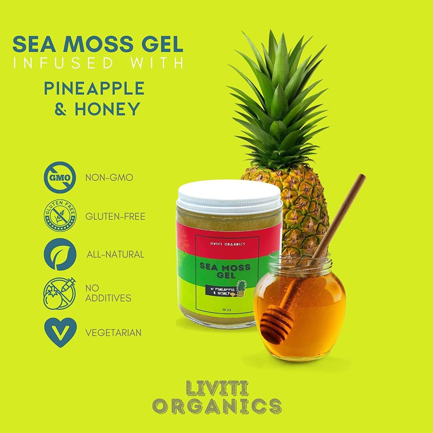 Pineapple sea Moss Gel with Extra Honey - Vitamin and Mineral Rich Sea Moss