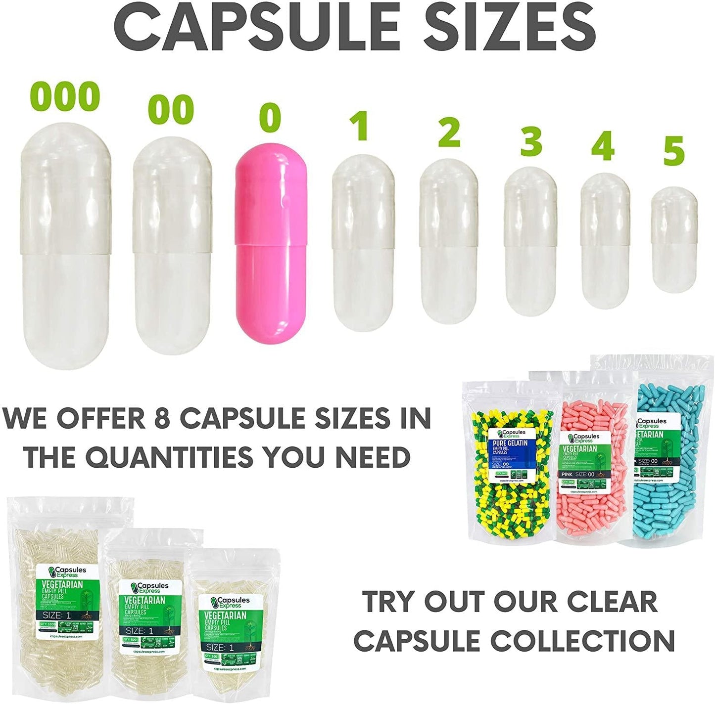 Pink Size 0 Empty Gelatin Gelcaps Capsules - Halal and Kosher Certified by Capsules Express (1000)