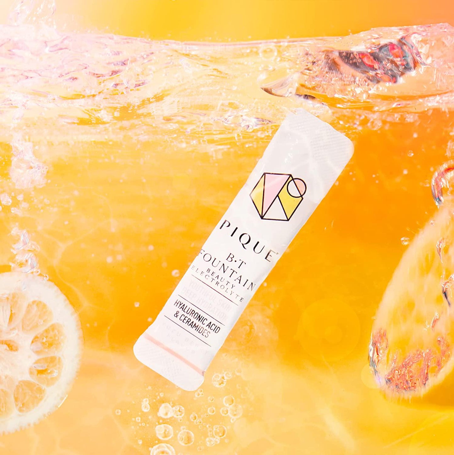 Pique BT Fountain Beauty Electrolyte Powder - Hydration Powder Packets with Hyaluronic Acid, Ceramides, Potassium, Magnesium for Hydrated Skin - No Added Sugar - 28 Single Serve Sticks (Pack of 1)