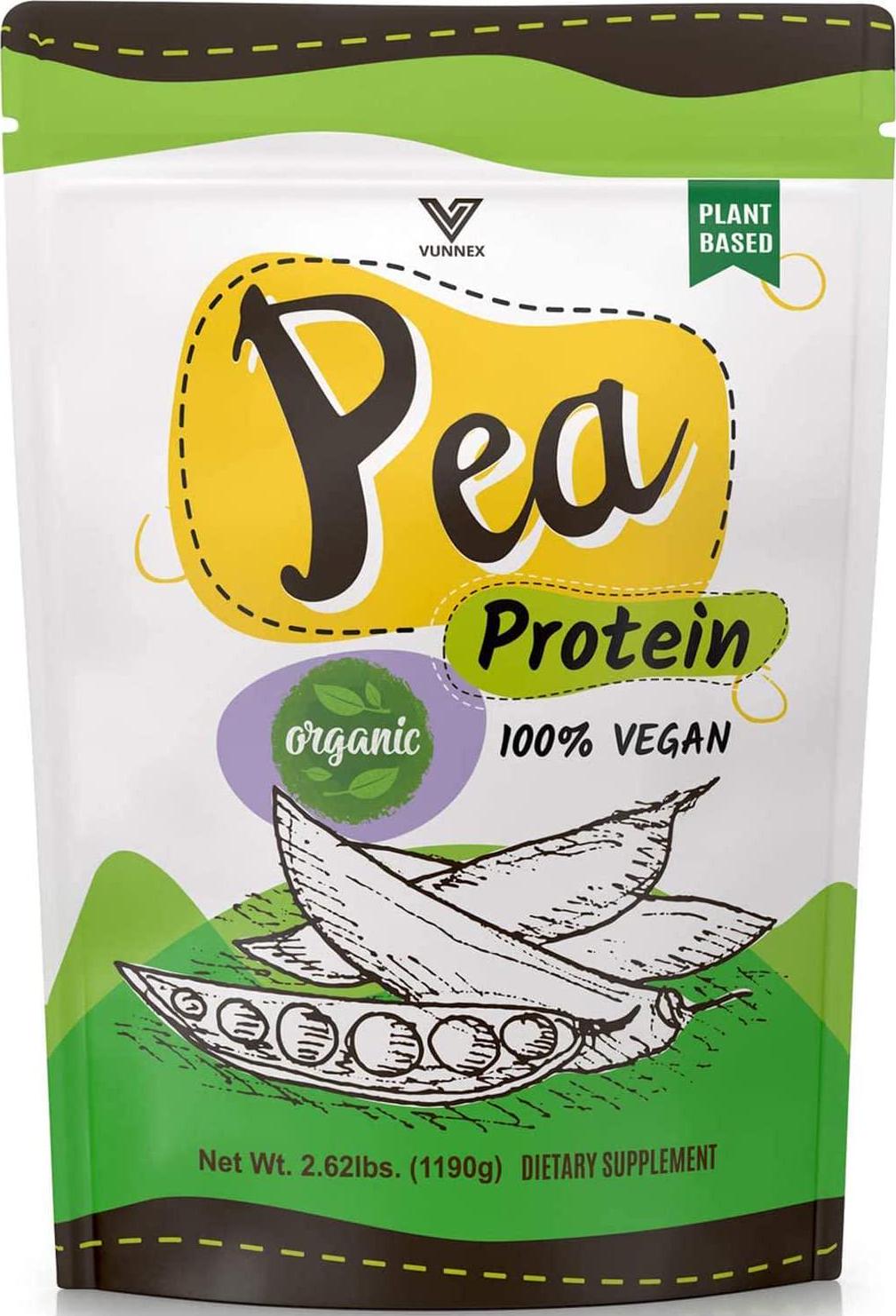 Plant Based - 100% Pure Organic Hydrolyzed Pea Protein Powder - Canada Grown Yellow Pea, Vegan Natural Unflavored, Dairy Free, Gluten Free, Soy Free, Sugar Free, Non-GMO with BCAA 2.62lb