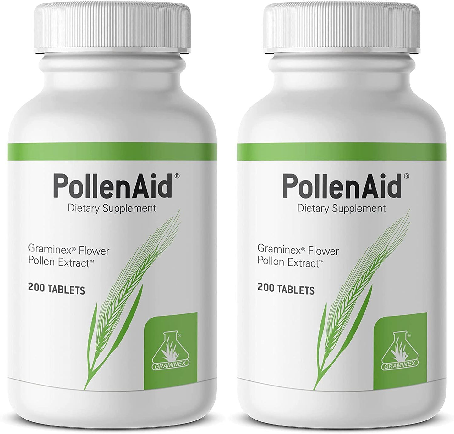 PollenAid Clinical Dosage of Graminex G63 Flower Pollen Extract - Full Spectrum Supplement for Prostate, Liver, Menopausal, and UTI Issues Among Others, 400 Tablets - 2 Packs of 200
