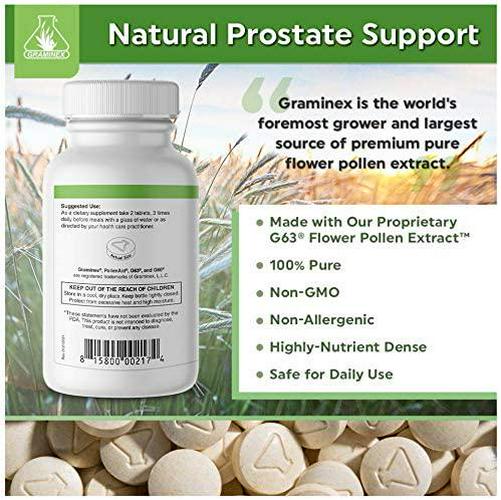 PollenAid Clinical Dosage of Graminex G63 Flower Pollen Extract - Full Spectrum Supplement for Prostate, Liver, Menopausal, and UTI Issues Among Others, 400 Tablets - 2 Packs of 200
