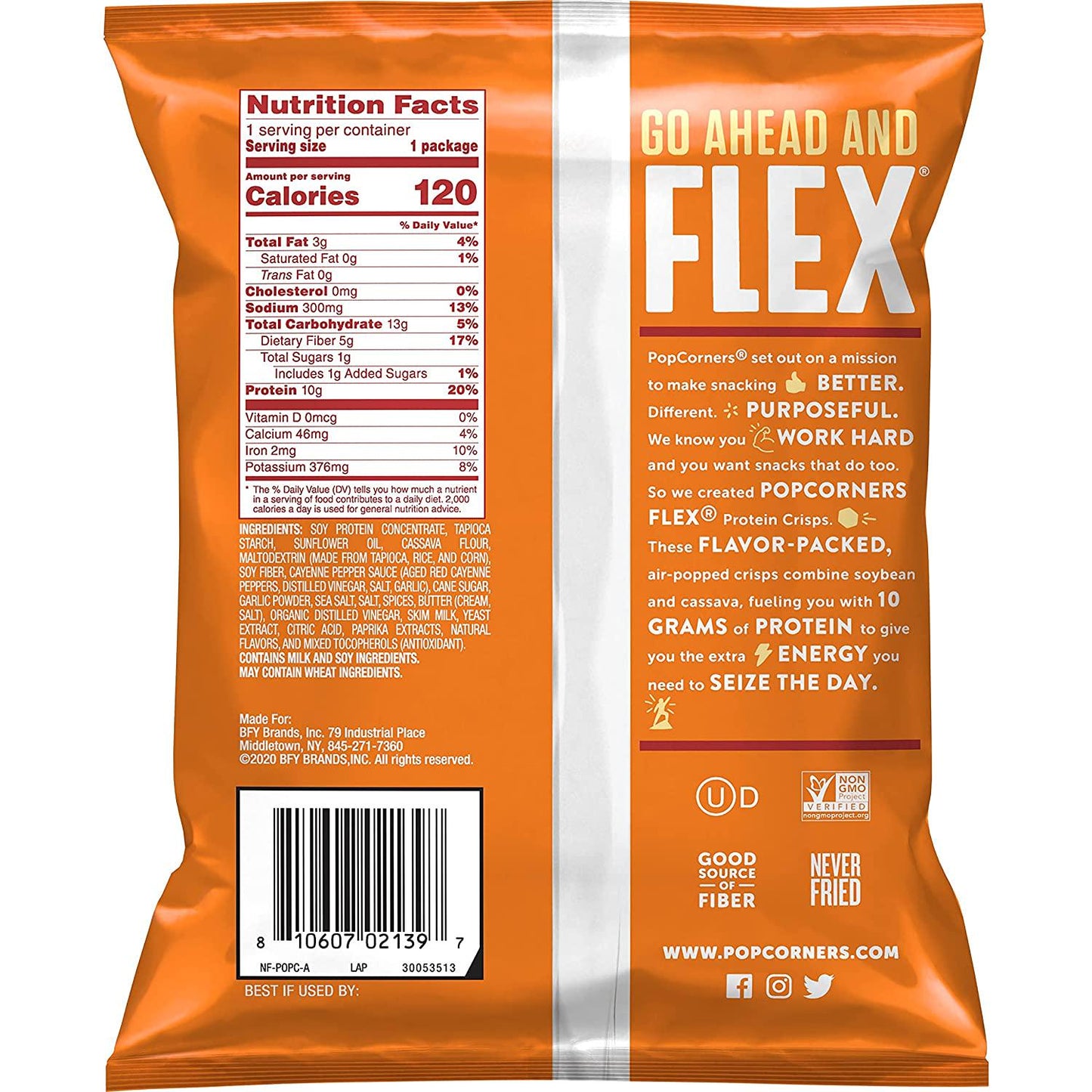 Popcorners Flex Protein Crisps, 1 Oz, Buffalo, 20 Count
