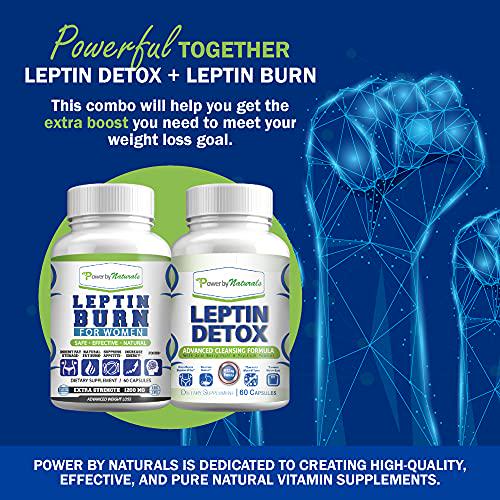 Power By Naturals Leptin Detox and Leptin Burn Supplements | Natural Weight Loss, Appetite Suppressant, Metabolism Booster and Digestive Support | Thermogenic Fat Burner | 1 Month Supply