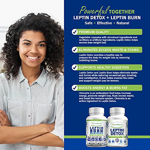 Power By Naturals Leptin Detox and Leptin Burn Supplements | Natural Weight Loss, Appetite Suppressant, Metabolism Booster and Digestive Support | Thermogenic Fat Burner | 1 Month Supply