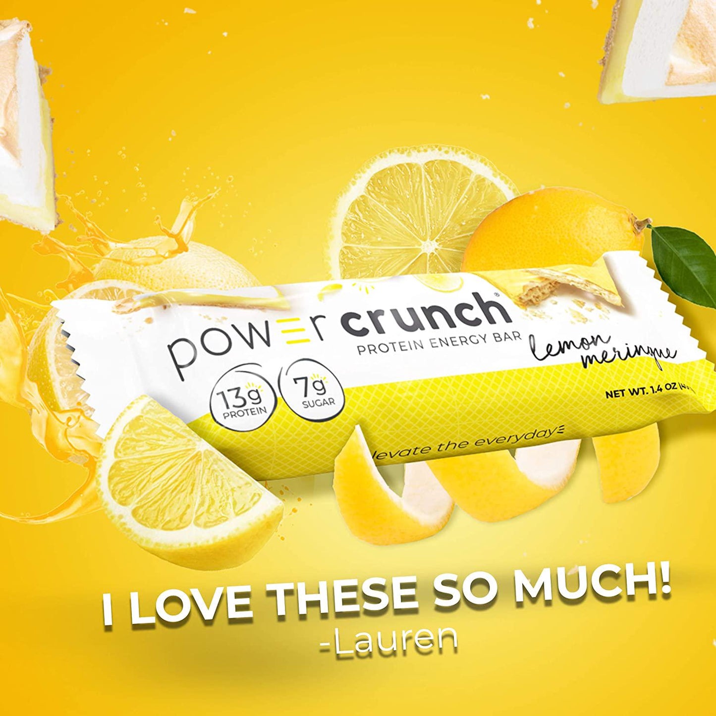 Power Crunch Whey Protein Bars, High Protein Snacks with Delicious Taste, Lemon Meringue, 1.4 Ounce (12 Count)