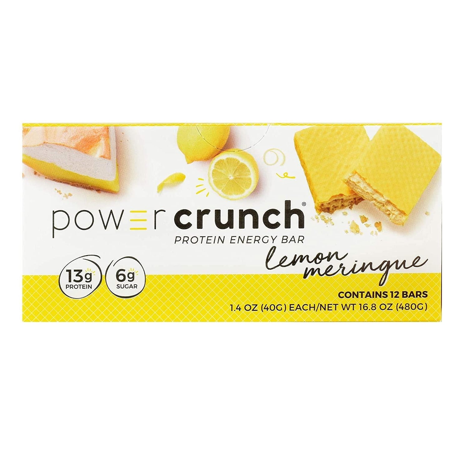 Power Crunch Whey Protein Bars, High Protein Snacks with Delicious Taste, Lemon Meringue, 1.4 Ounce (12 Count)