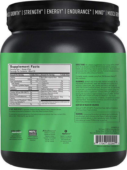 Pre JYM Pre Workout Powder - BCAAs, Creatine HCI, Alpha-GPC, Beet Root, Citrulline Malate, Beta-Alanine, Betaine, Huperzine, and More | JYM Supplement Science | Tangerine, 30 Servings