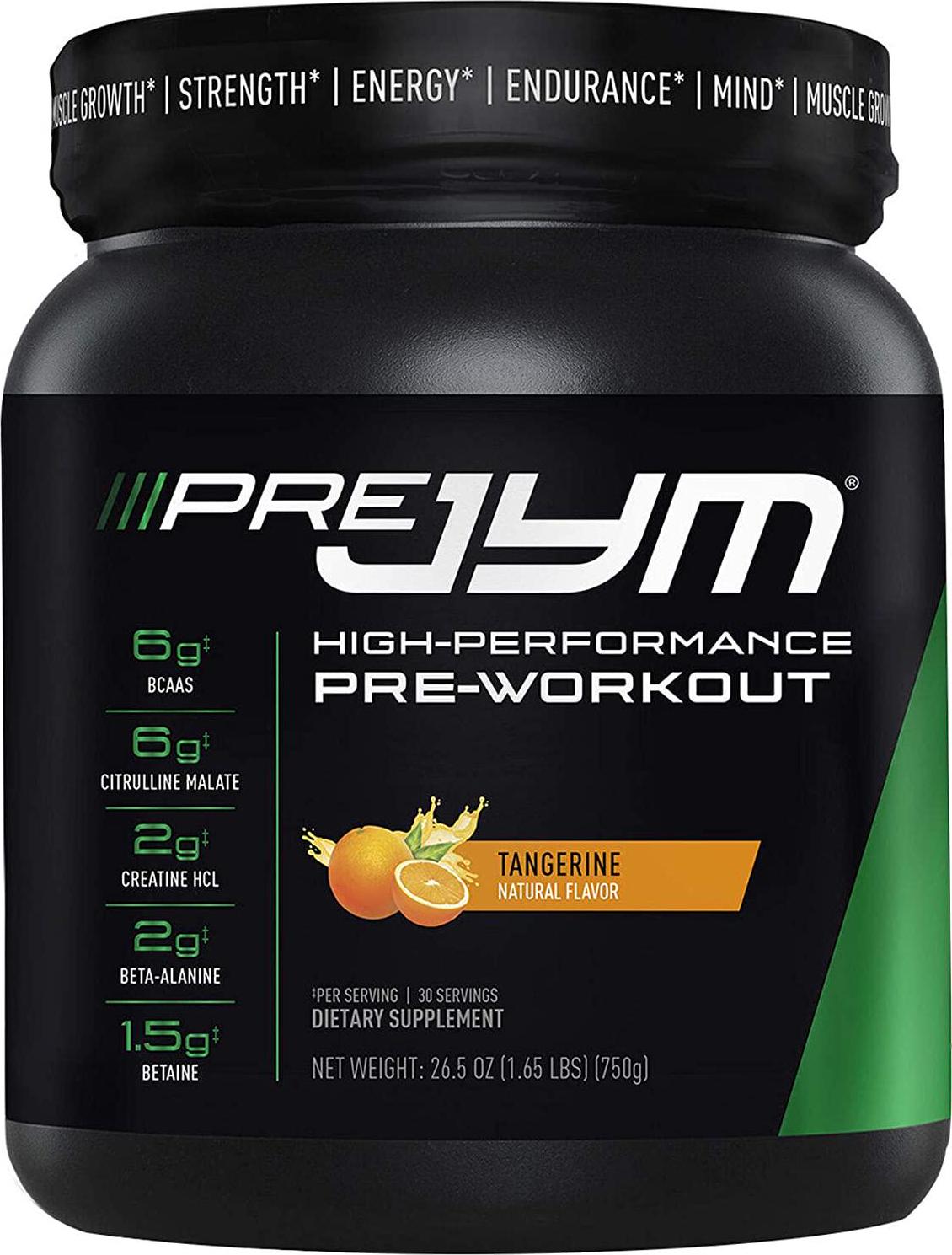 Pre JYM Pre Workout Powder - BCAAs, Creatine HCI, Alpha-GPC, Beet Root, Citrulline Malate, Beta-Alanine, Betaine, Huperzine, and More | JYM Supplement Science | Tangerine, 30 Servings