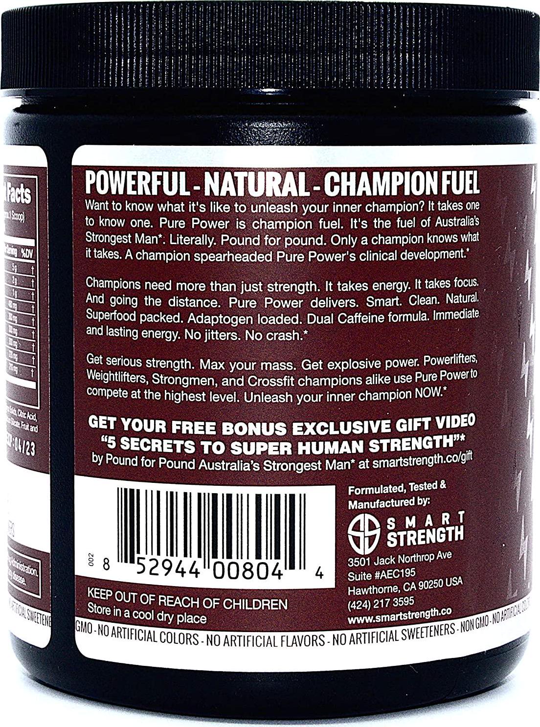 Pre Workout, Best All Natural PreWorkout Supplement. PURE POWER, Healthy Pump, Clean, Keto Vegan, Paleo, Thermogenic Pre Work Out Powder for Men and Women, Weight Loss and Energy - 390g Raspberry Lemonade