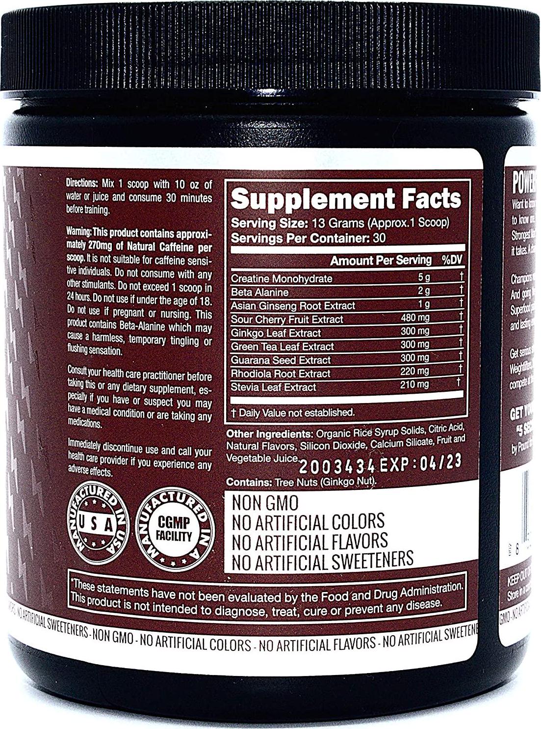 Pre Workout, Best All Natural PreWorkout Supplement. PURE POWER, Healthy Pump, Clean, Keto Vegan, Paleo, Thermogenic Pre Work Out Powder for Men and Women, Weight Loss and Energy - 390g Raspberry Lemonade