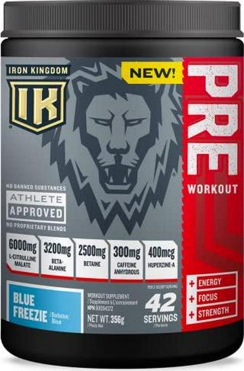 Pre Workout for Men and Women, Pre Workout Powder with Amino Acids for Energy Boost, Men and Women Pre Workout Powder with L Citrulline Malate (42 Servings) - Iron Kingdom (Blue Freeze)