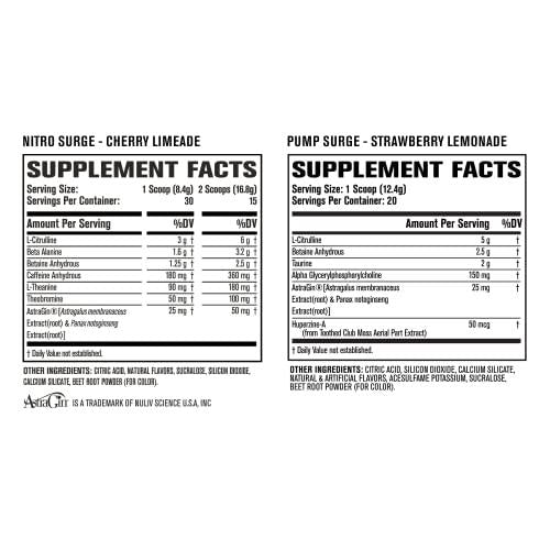 Pre Workout with Best Pump - Pumped Up Bundle: Nitrosurge Pre-Workout, Pumpsurge Caffeine Free Pre-Workout, N.O. XT Nitric Oxide Booster
