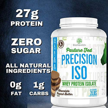 Precision ISO Chocolate Peanut Butter (2lb) | 27g Premium Pasture Fed Whey Protein Isolate | Zero Sugar | 28 Servings