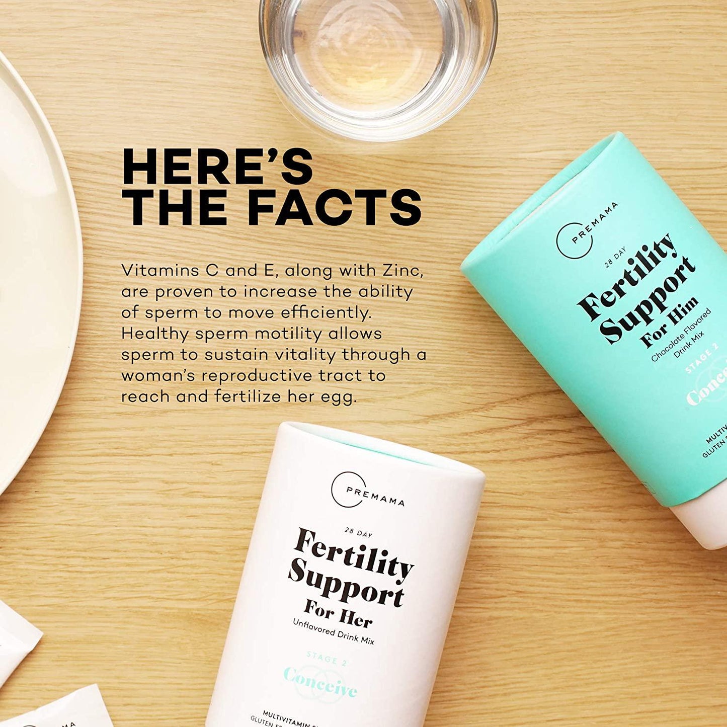 Premama Mens Fertility Support Vitamin Drink Mix | Male Fertility Supplement | Vegan Multivitamin Support Sperm Count Quality Motility | 1 Pack, 28 Servings