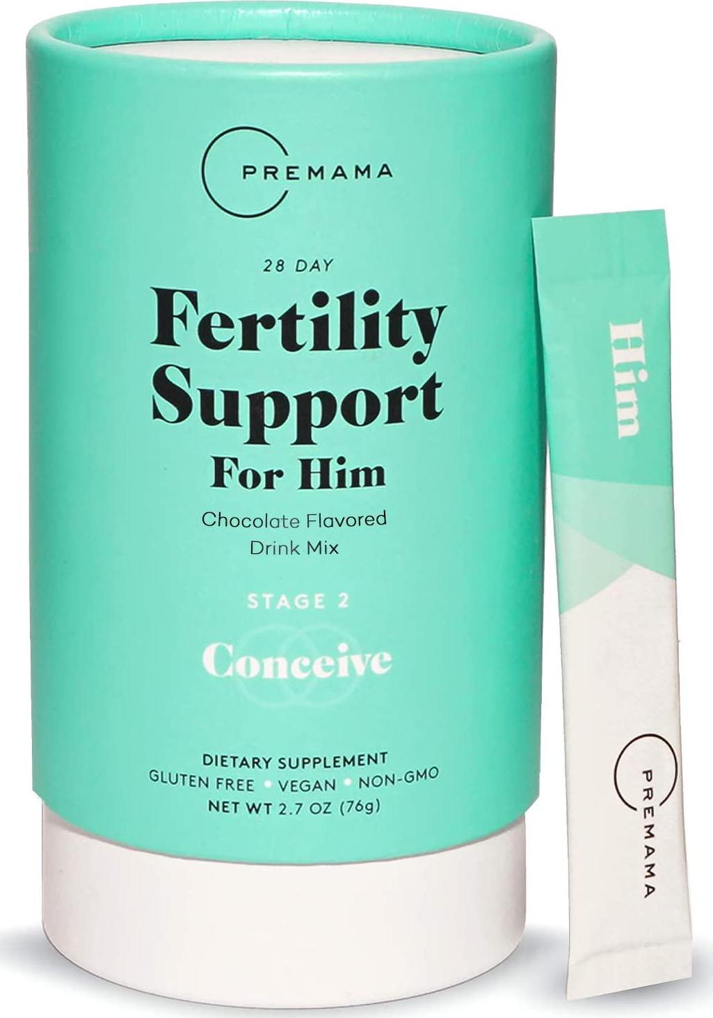Premama Mens Fertility Support Vitamin Drink Mix | Male Fertility Supplement | Vegan Multivitamin Support Sperm Count Quality Motility | 1 Pack, 28 Servings