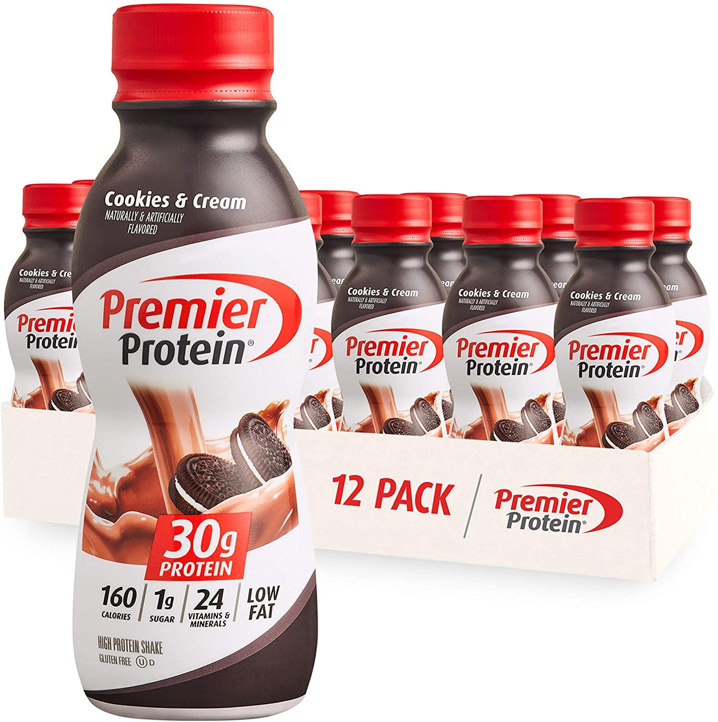 Premier Protein 30g Protein Shake, Cookies and Cream, 11.5 fl oz Shake, (12 count)